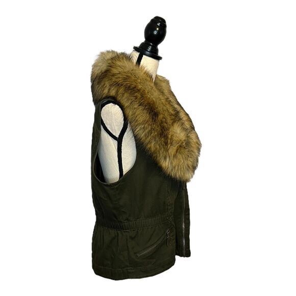PETER NYGARD Women’s Green Bianca Vest Removable Faux Fur Collar Size 14 - Picture 5 of 7